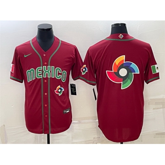 Men Mexico Baseball 2023 Red World Baseball Big Logo With Patch Classic Replica Stitched Jersey